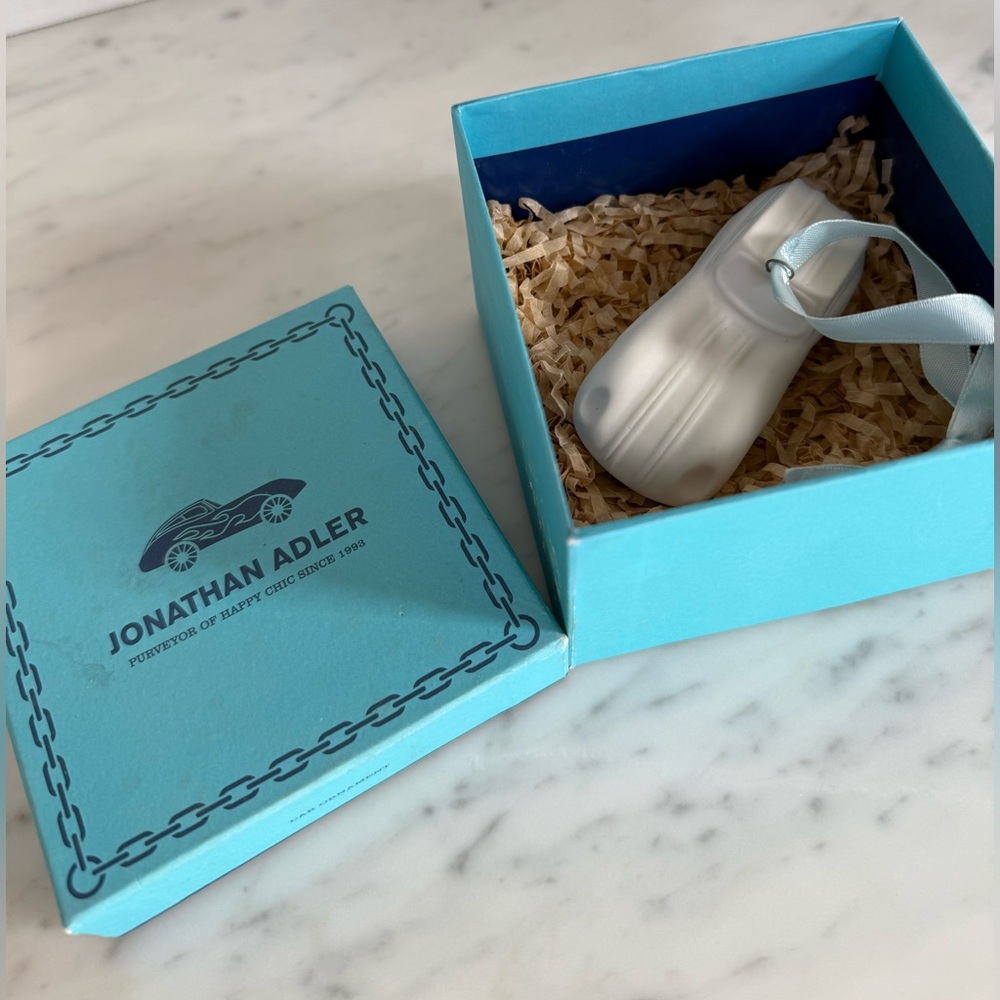 Jonathan Adler White Matte Porcelain Car Ornament with Box